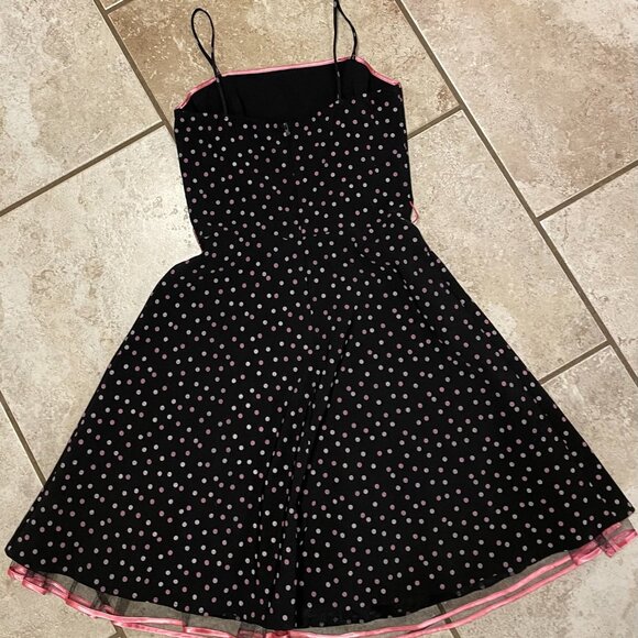 Steppin Out Black Pinup Dress Tulle Size Medium Spaghetti Strap - Picture 3 of 4